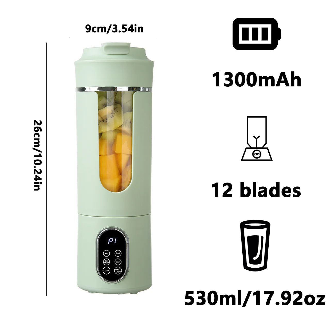 TMJD MISS Portable Wireless USB Juicer 12-Blade Blender