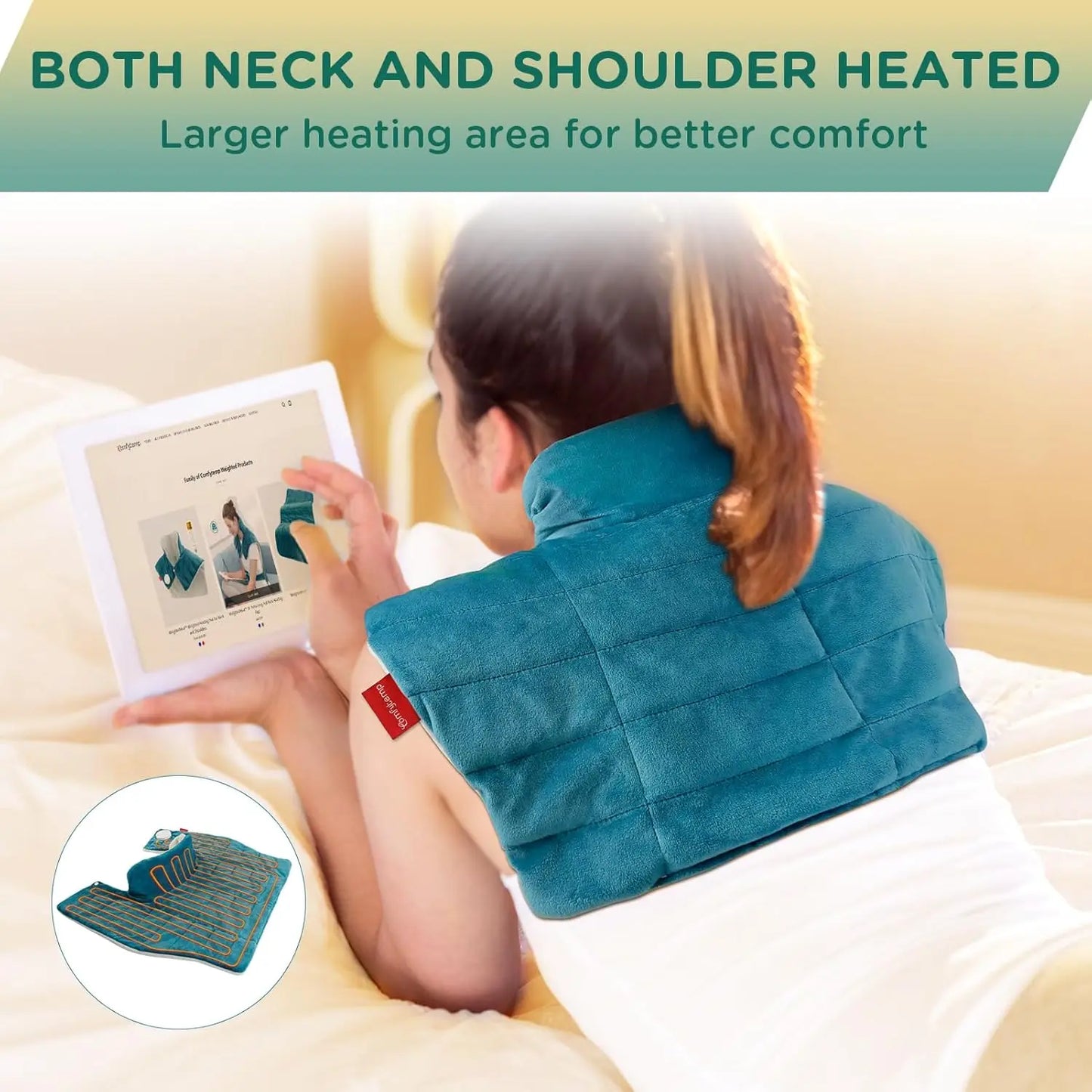 Weighted Electric Heating Pad With Nine Heat Settings And Timers