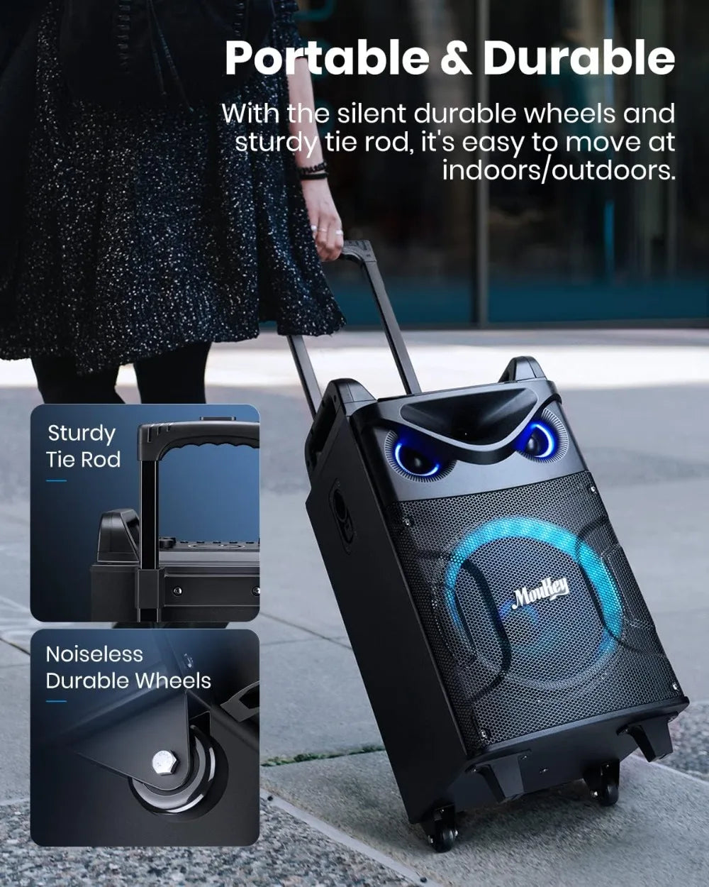 Portable PA System With Karaoke Bluetooth Speaker And Wireless Mics