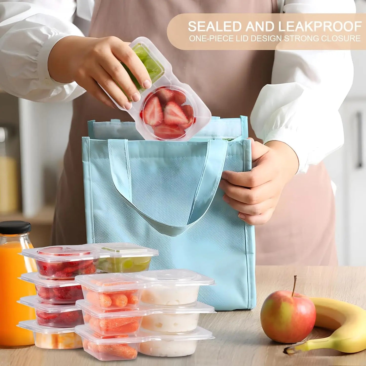 Reusable Snack Containers With Lids, Double Compartment, BPA Free