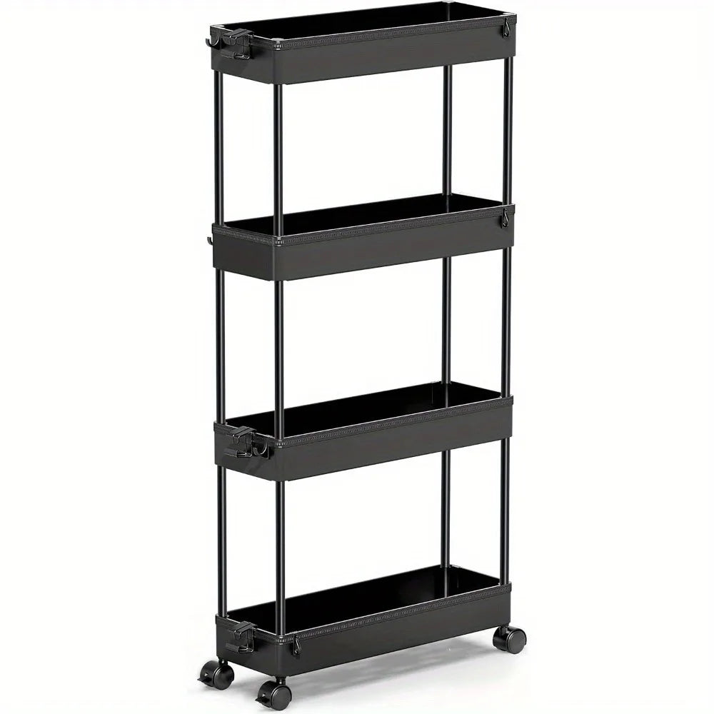 Slim Rolling Storage Cart 4-Tier Organizer Mobile Shelving Unit