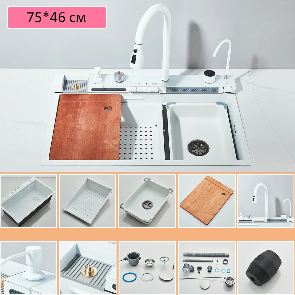 Quyanre 304 Stainless Steel Kitchen Sink Faucet Set With Dispenser