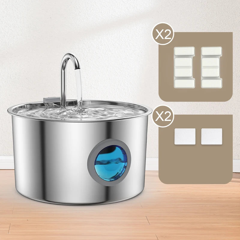 OPETH Stainless Steel Cat Water Fountain With Replaceable Filters