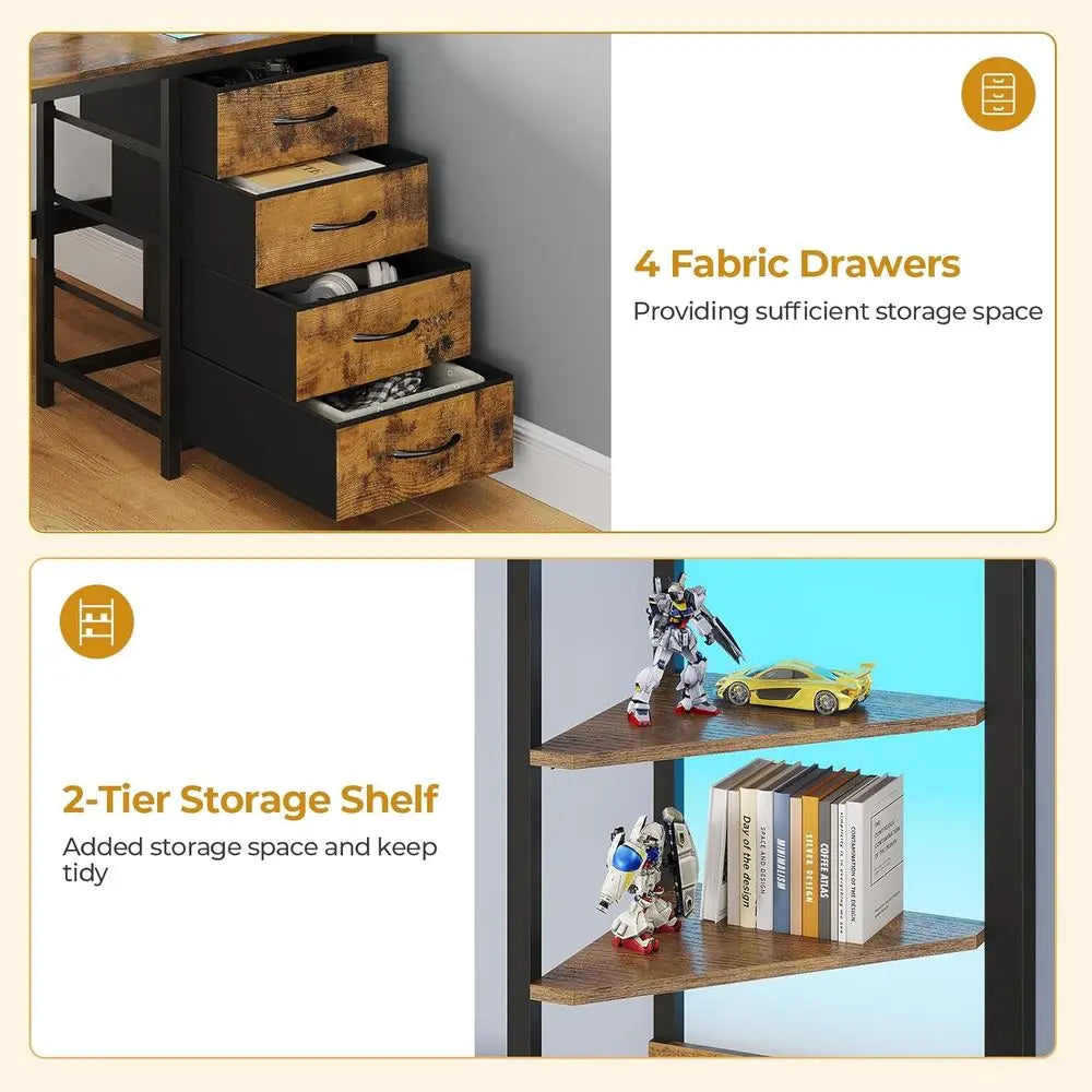 Bunk Bed With Desk, LED Lights, Storage And Charging