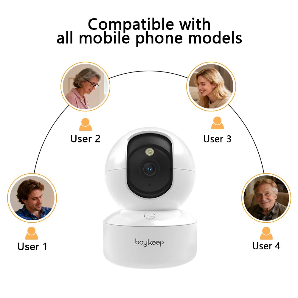 BoyKeep 2K Smart WiFi Indoor Security Camera with PTZ