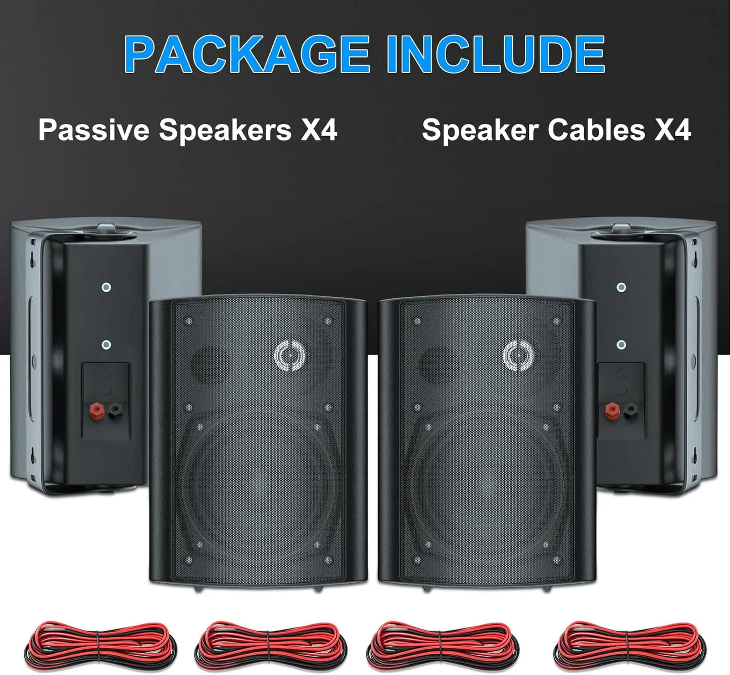 Herdio 600W Passive Indoor Outdoor Waterproof Wall Mount Speakers