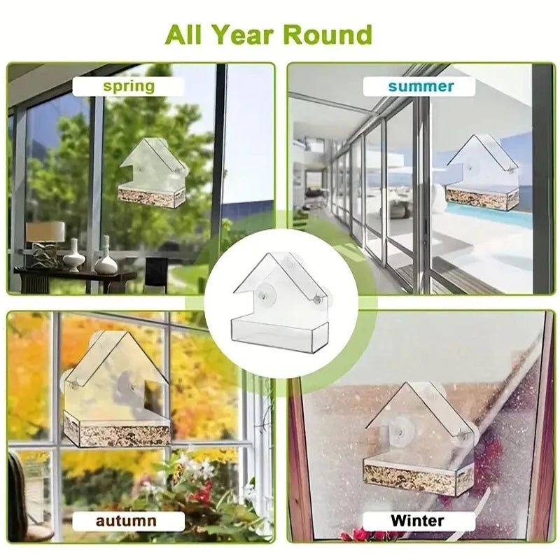 Transparent Window Bird Feeder With Suction Cups For Wild Birds