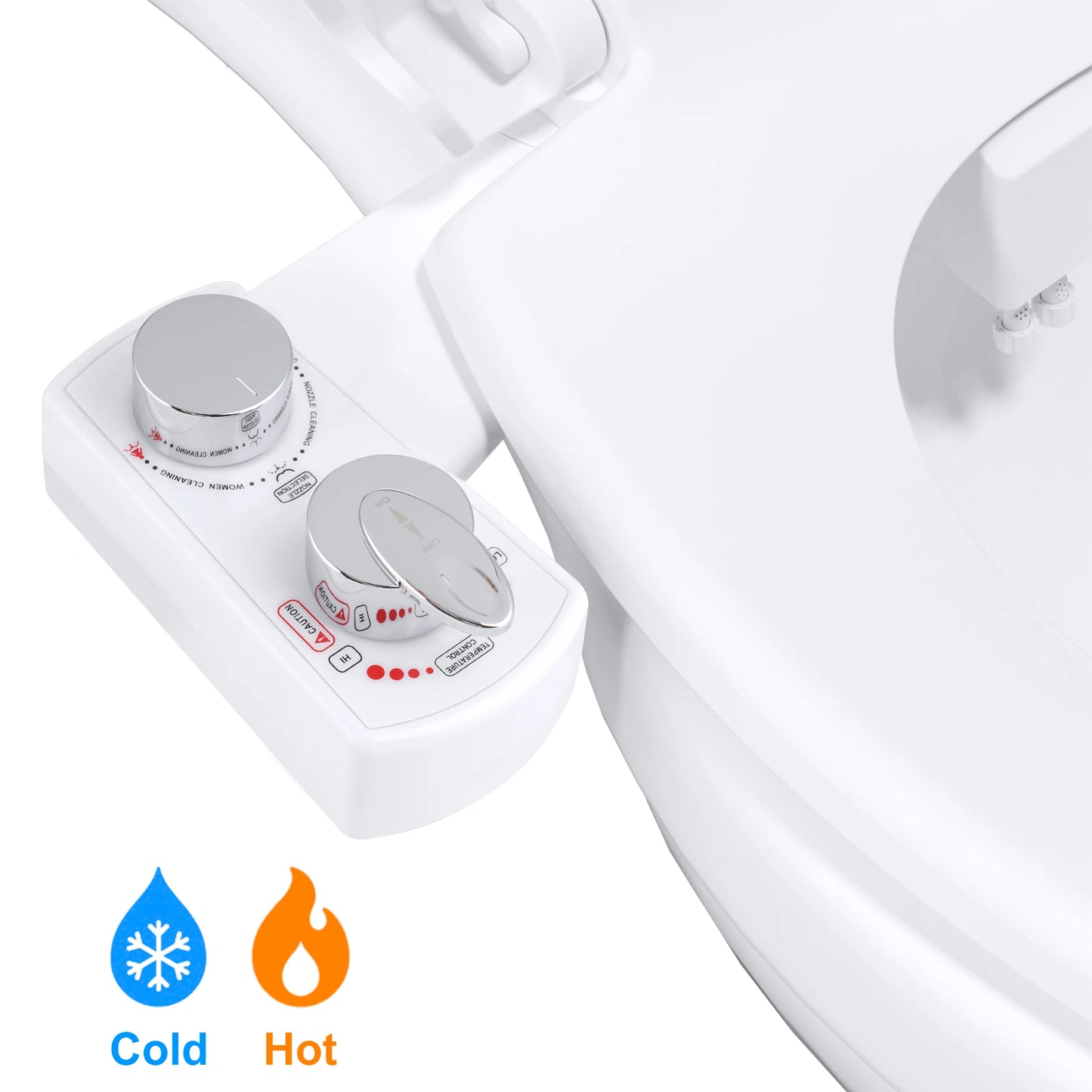 Hibbent Bidet Attachment For Toilet Dual Nozzle Hot Cold Water