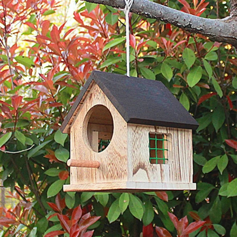 Wooden Outdoor Birdhouse Weatherproof Hanging Nest Box