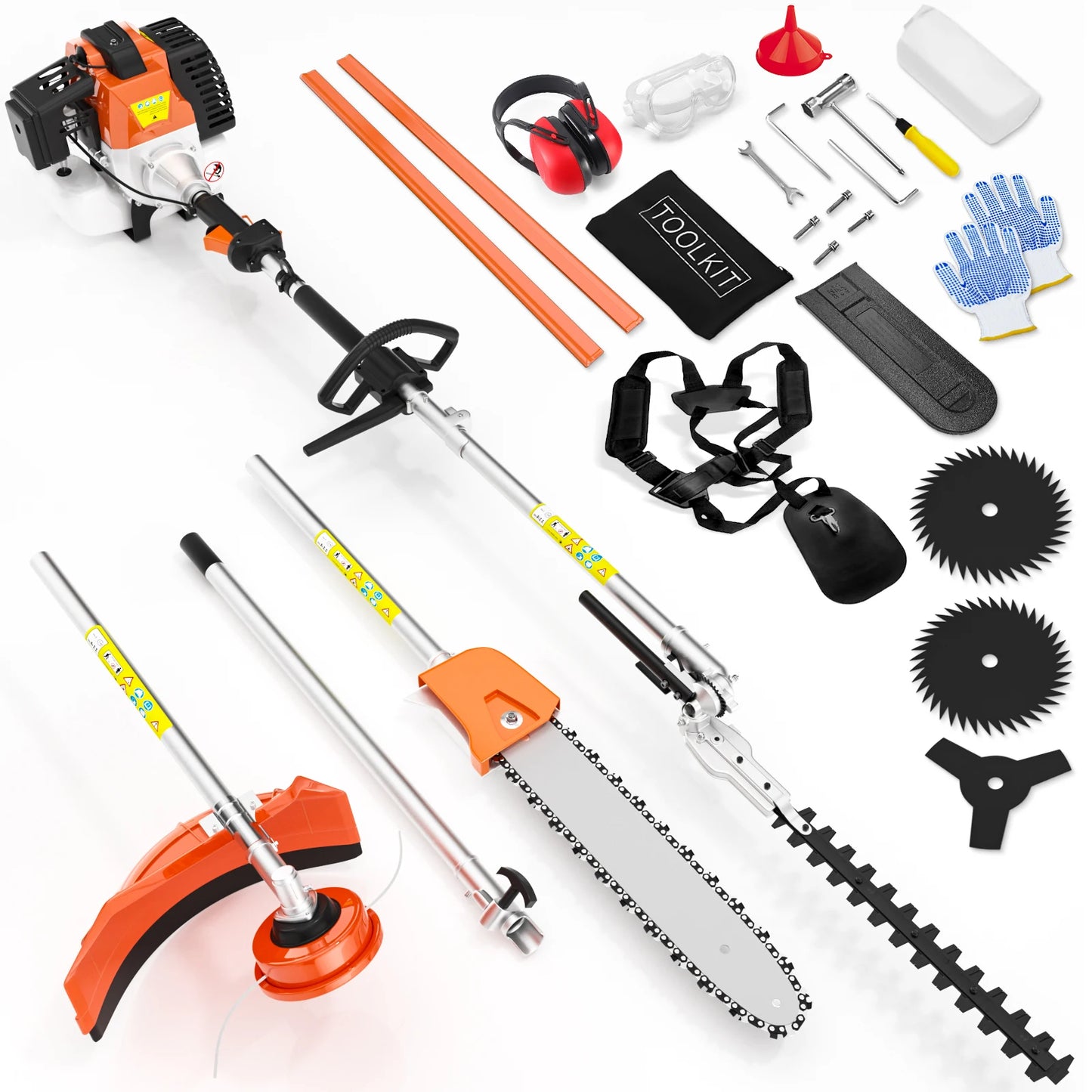 6 In 1 Gas Hedge Trimmer Pole Saw Weed Eater Cutter