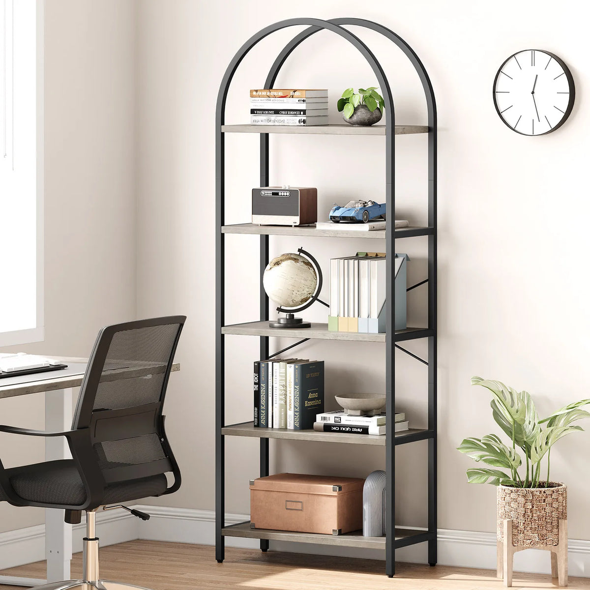 TWISTER 5 Tier Arched Bookshelf Modern Metal Storage Rack