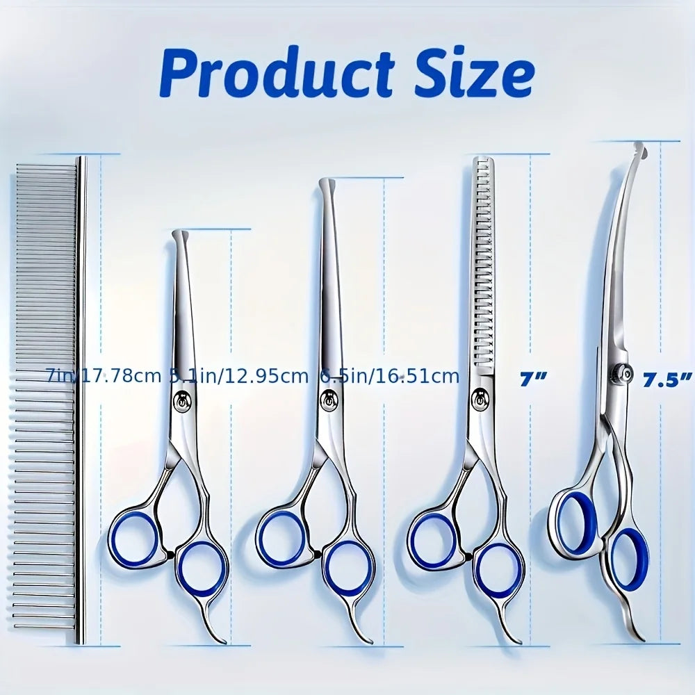 Stainless Steel Dog Grooming Scissors Set With Titanium Coated Tips