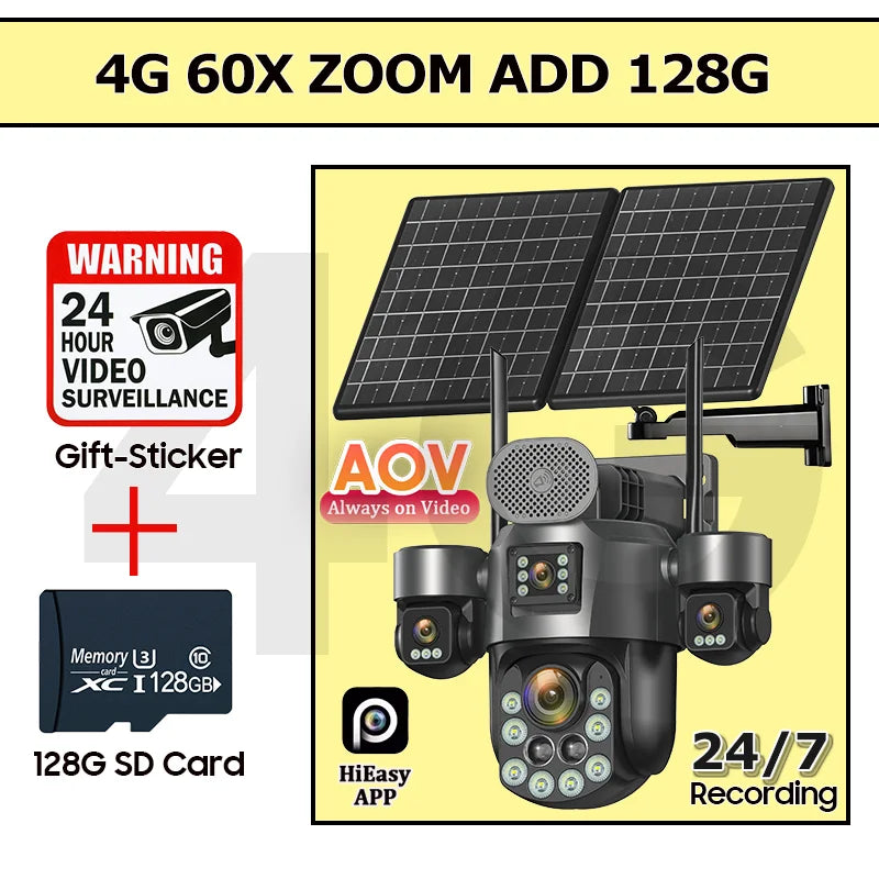 UNENTNGT Solar Camera 20MP 4G Outdoor Surveillance with Auto Tracking