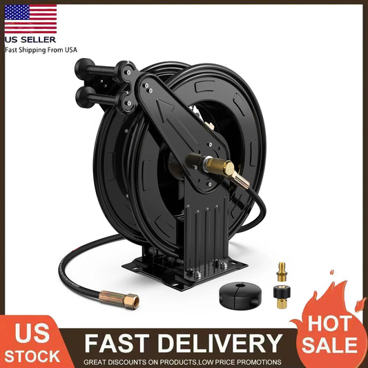 Retractable Pressure Washer Hose Reel 4000 PSI Steel Arm