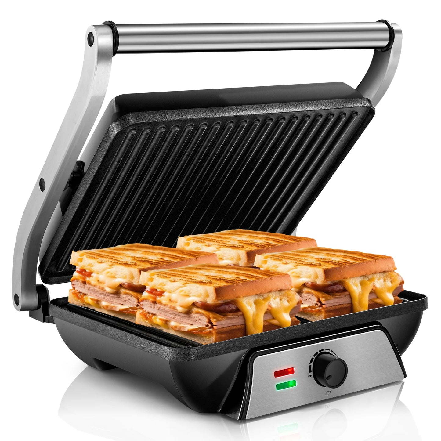 Suslas Electric Panini Press Griddle For Grilled Cheese Sandwich