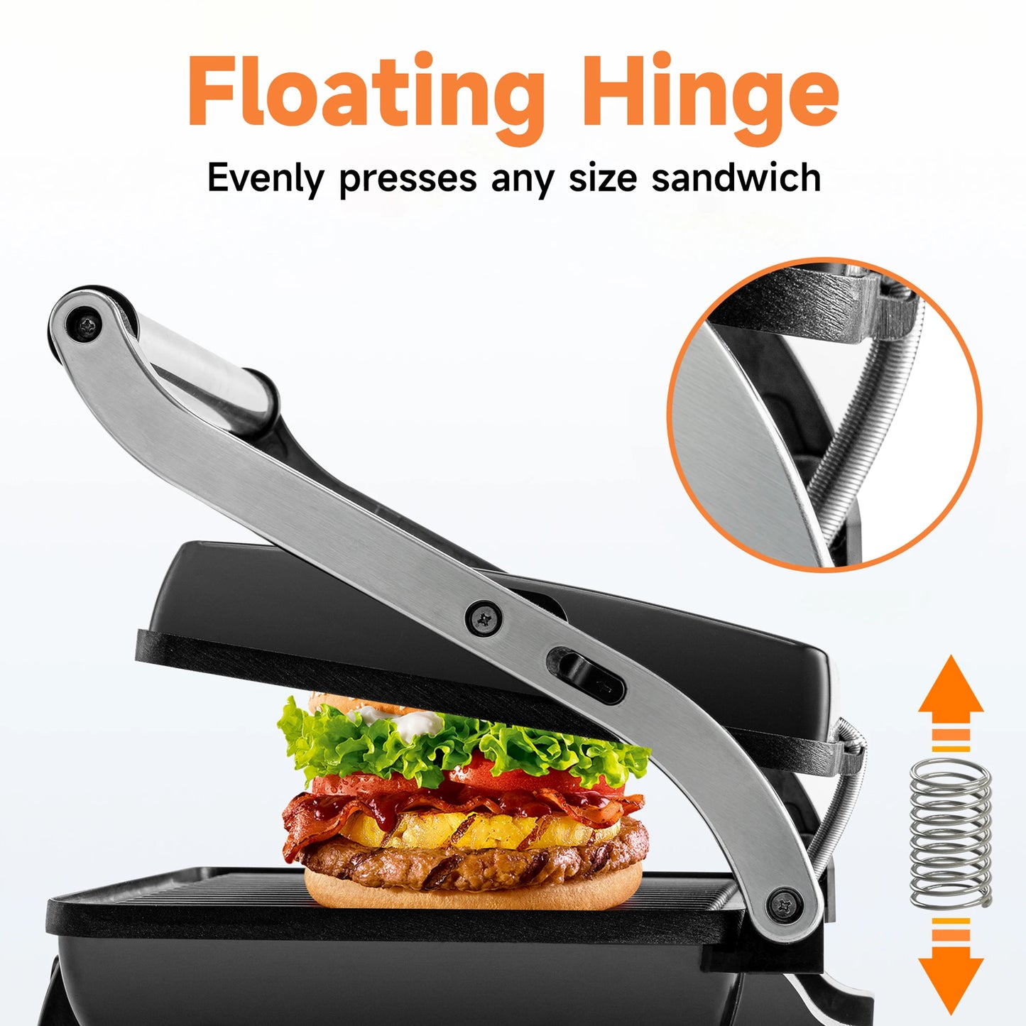 Suslas Electric Panini Press Griddle For Grilled Cheese Sandwich