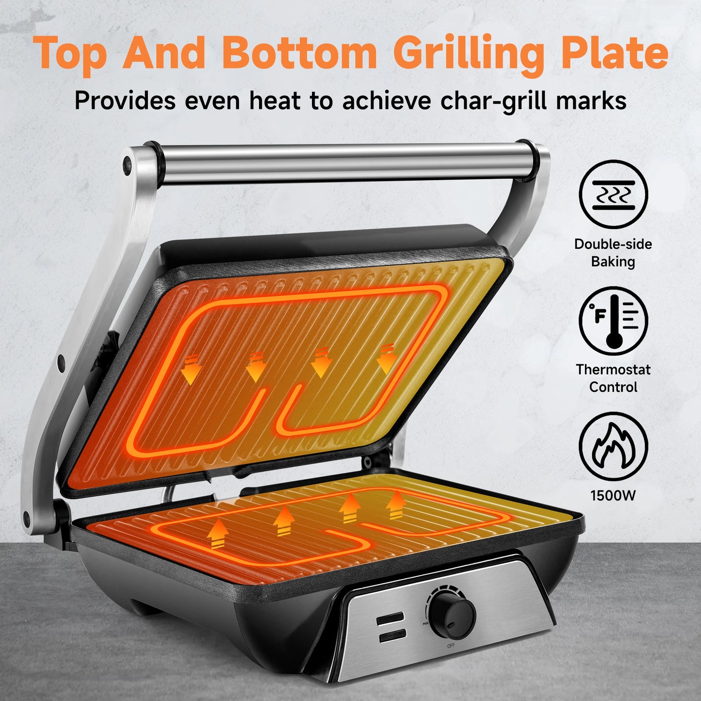 Suslas Electric Panini Press Griddle For Grilled Cheese Sandwich
