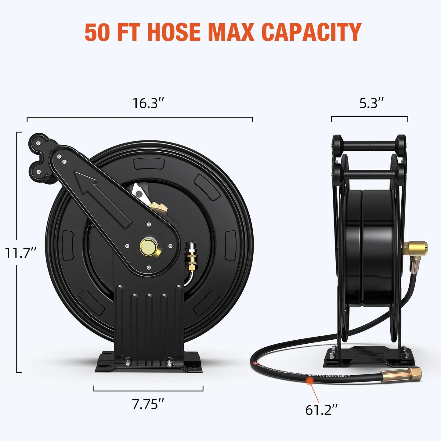 Retractable Pressure Washer Hose Reel 4000 PSI Steel Arm