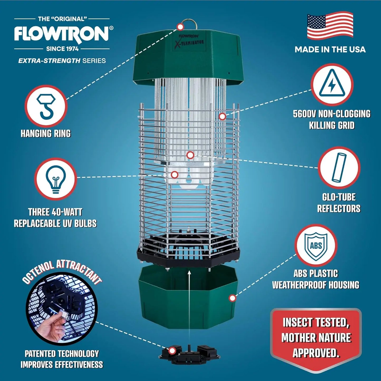 Flowtron Electric Bug Zapper Outdoor 120W UV Light Dual Lure Method
