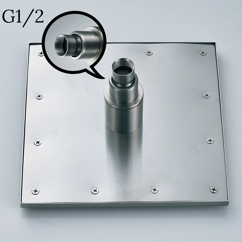 Shinesia LED Rainfall Shower Head Stainless Steel Square Changing Lights