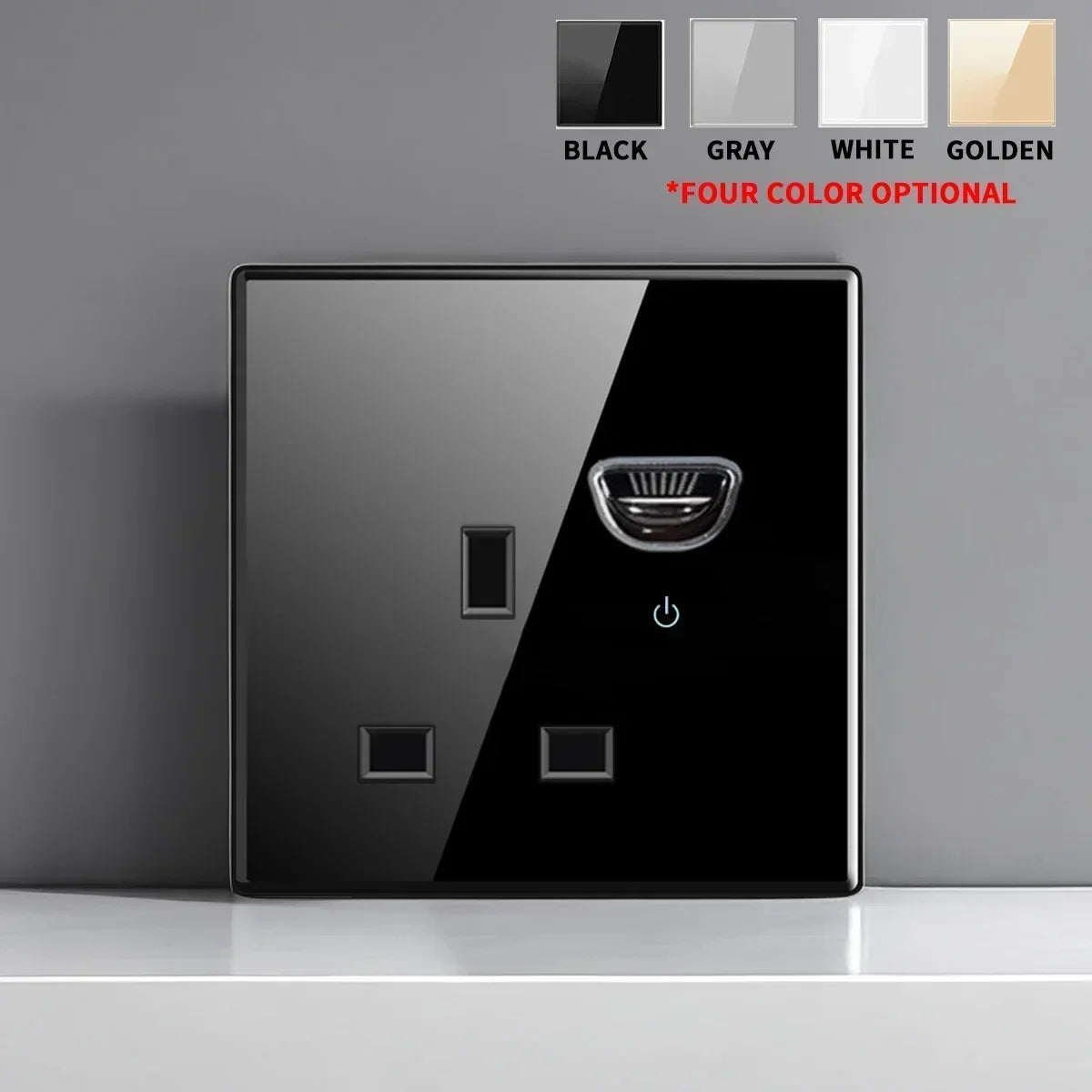 EU UK Crystal Tempered Glass Switch Panel LED Indicator