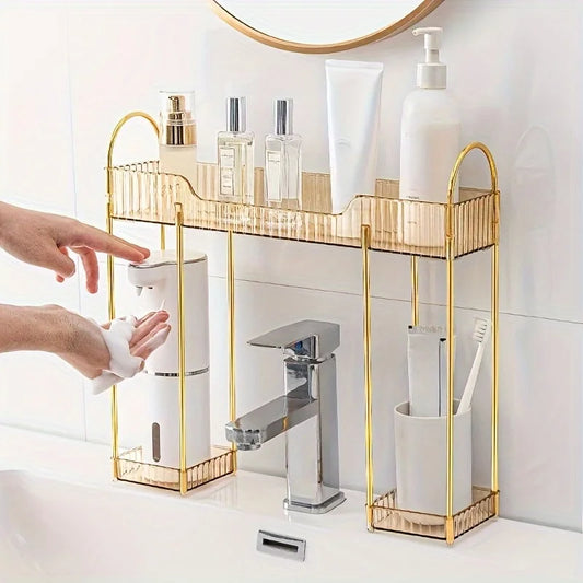 Two-Tier Bathroom Organizer For Countertop Cosmetics And Toiletries