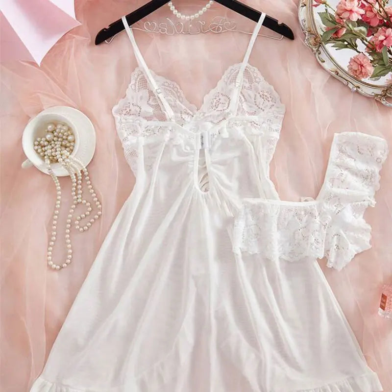 Women's Sleepwear Set Halter Nightdress and Panty Pijamas Kit
