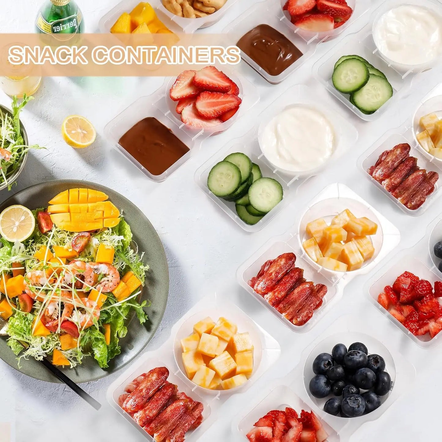 Reusable Snack Containers With Lids, Double Compartment, BPA Free