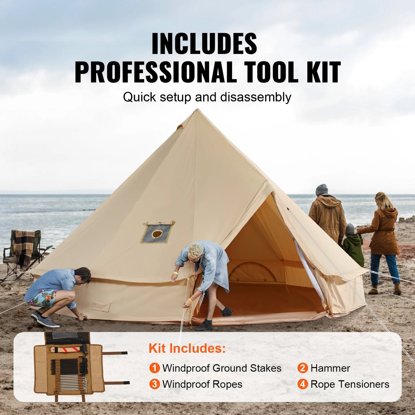 SucceBuy Canvas Bell Tent Breathable Camping Shelter Outdoors