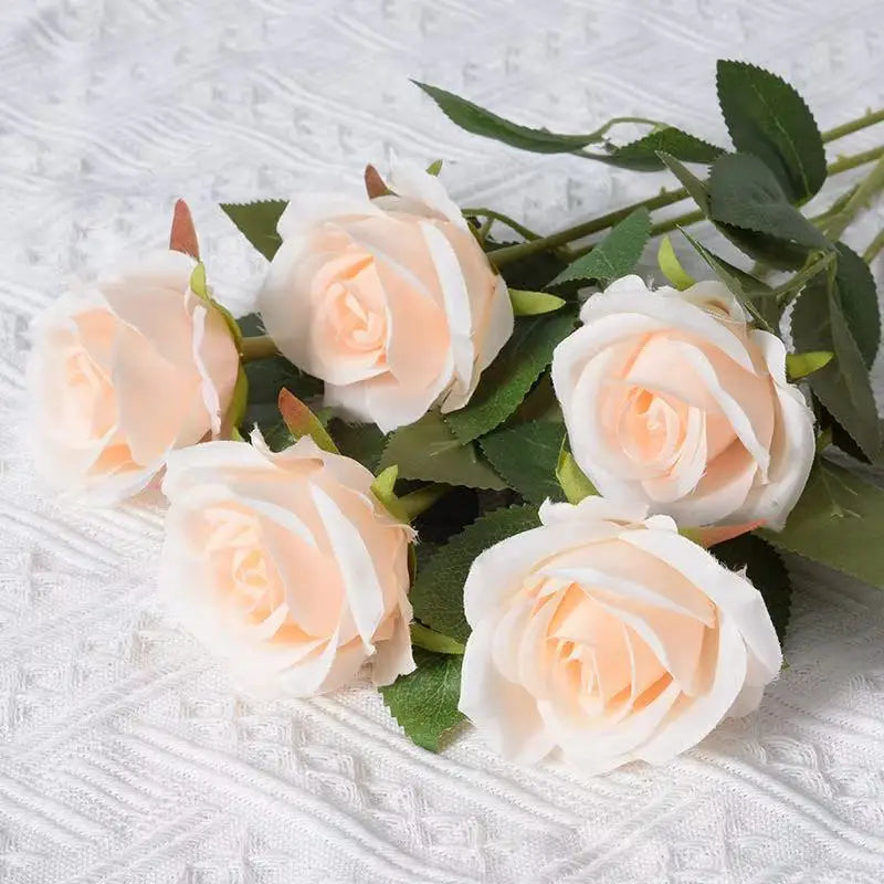 Artificial Rose Flower Branches Realistic Fake Roses For Wedding Decor