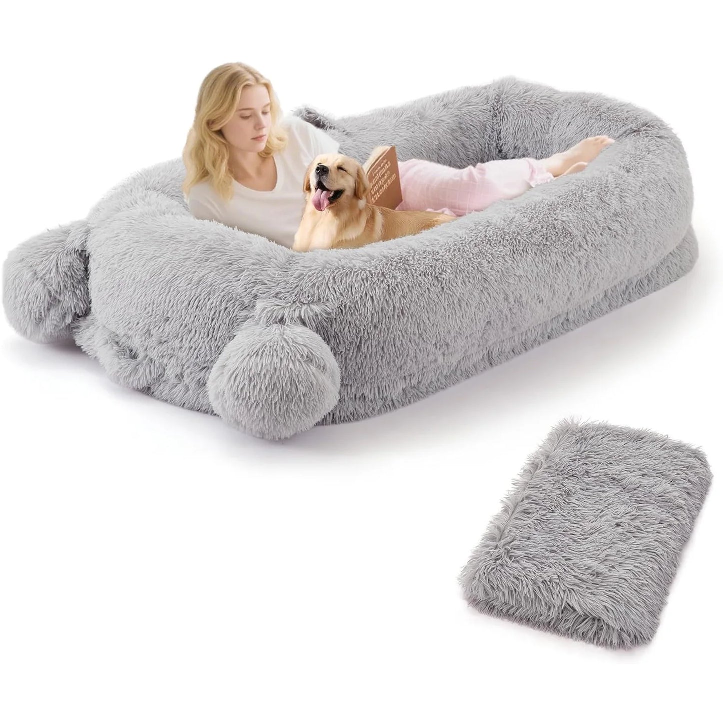 HiMISS Dog Bed For Adults With Removable Cover And Blanket