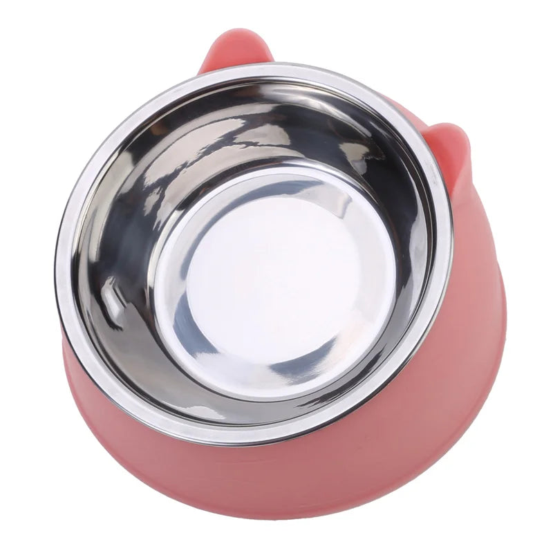 Inclined Cat Bowl Set Stainless Steel Feeding Bowls For Pets