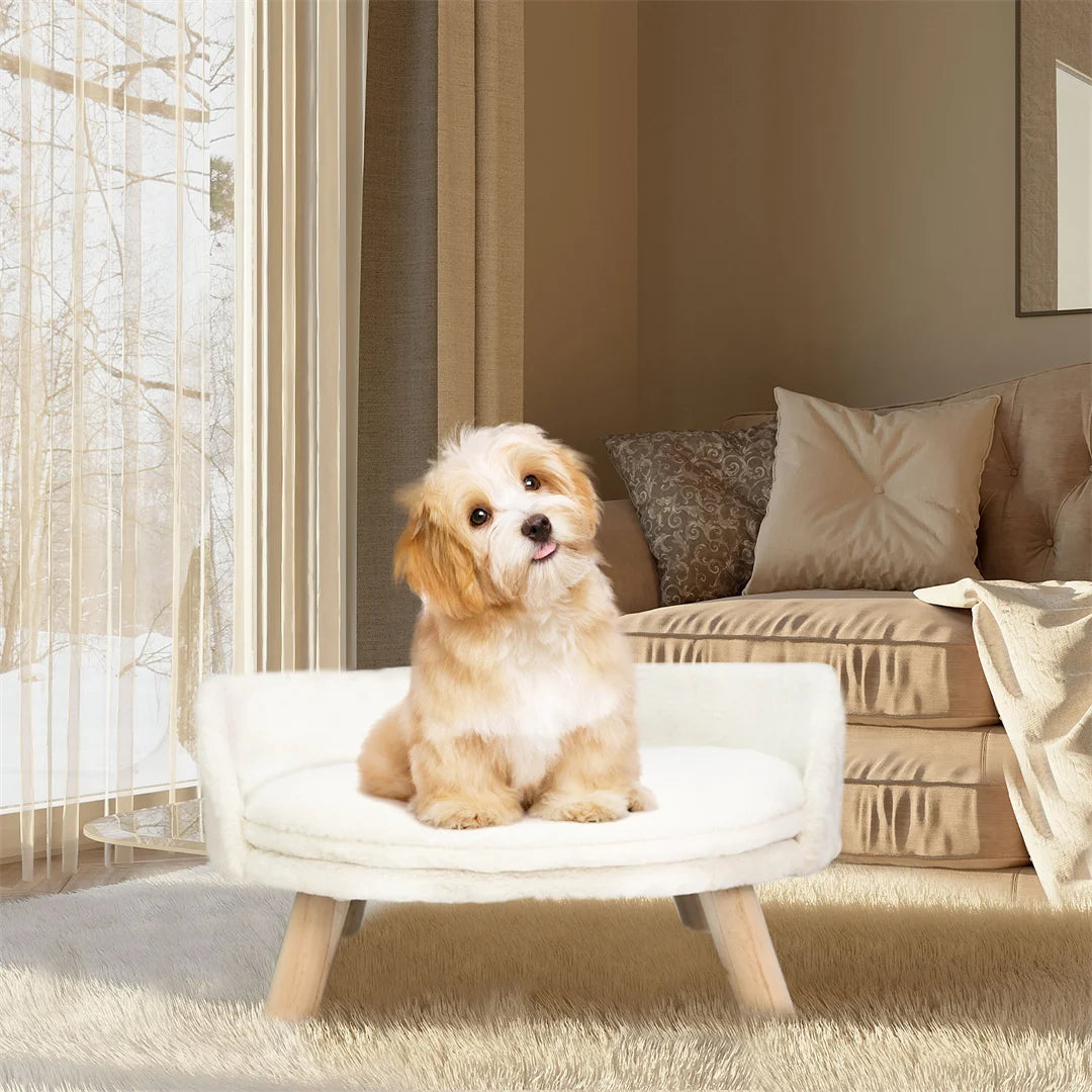BINGOPAW Luxury Plush Cat Bed Nest With Wood Leg Support For Small Pets