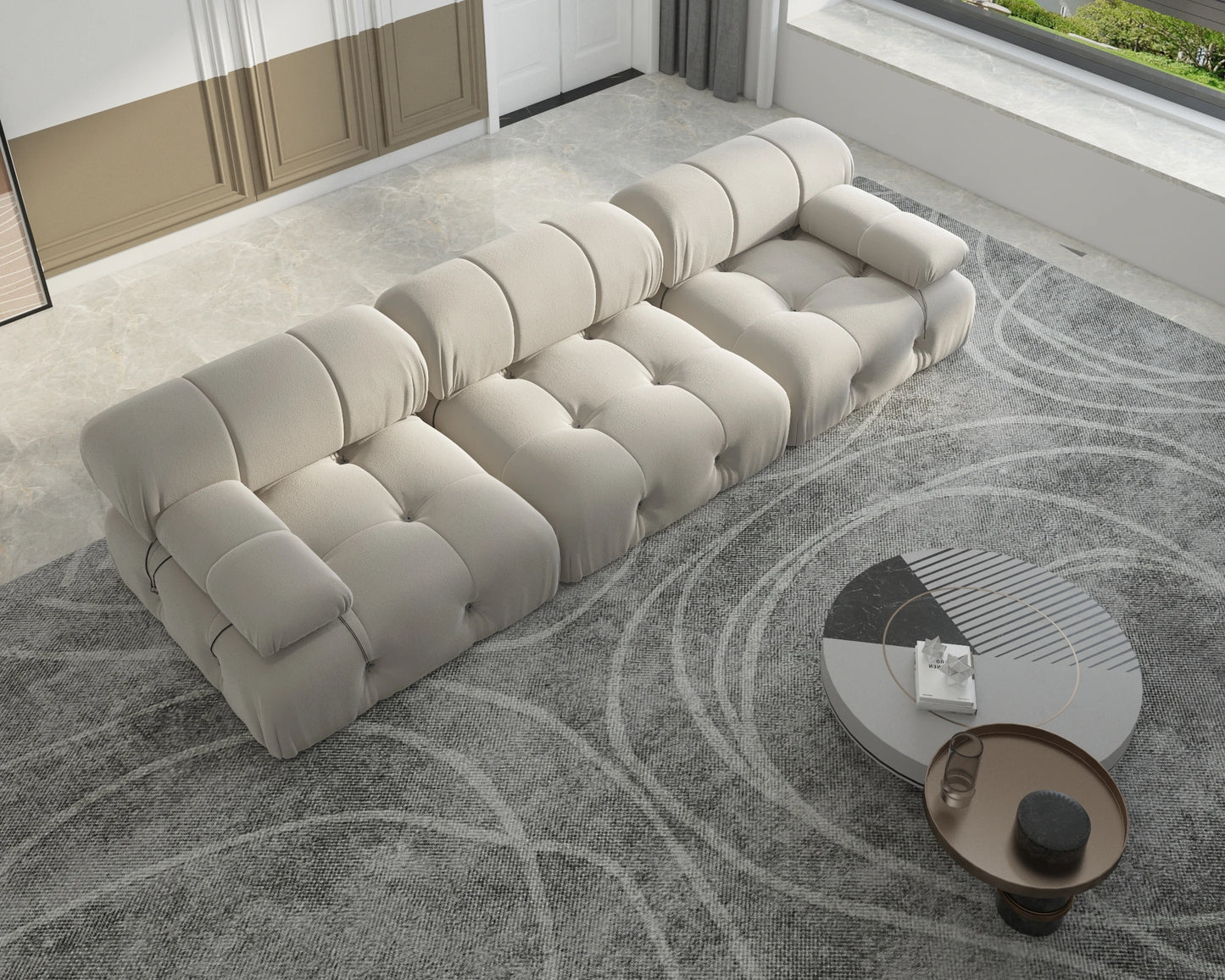 Sdorens Velvet Convertible Sectional Sofa Set Modern Minimalist