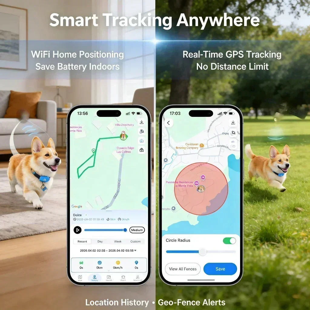 WANWAYTECH GPS Pet Tracker 4G Real Time Tracking for Pets IP67 Waterproof
