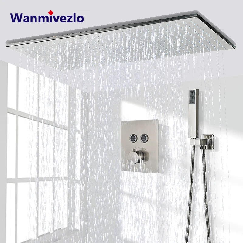 Wanmivezlo LED Brass Shower Head Wall Mounted Rainfall Light