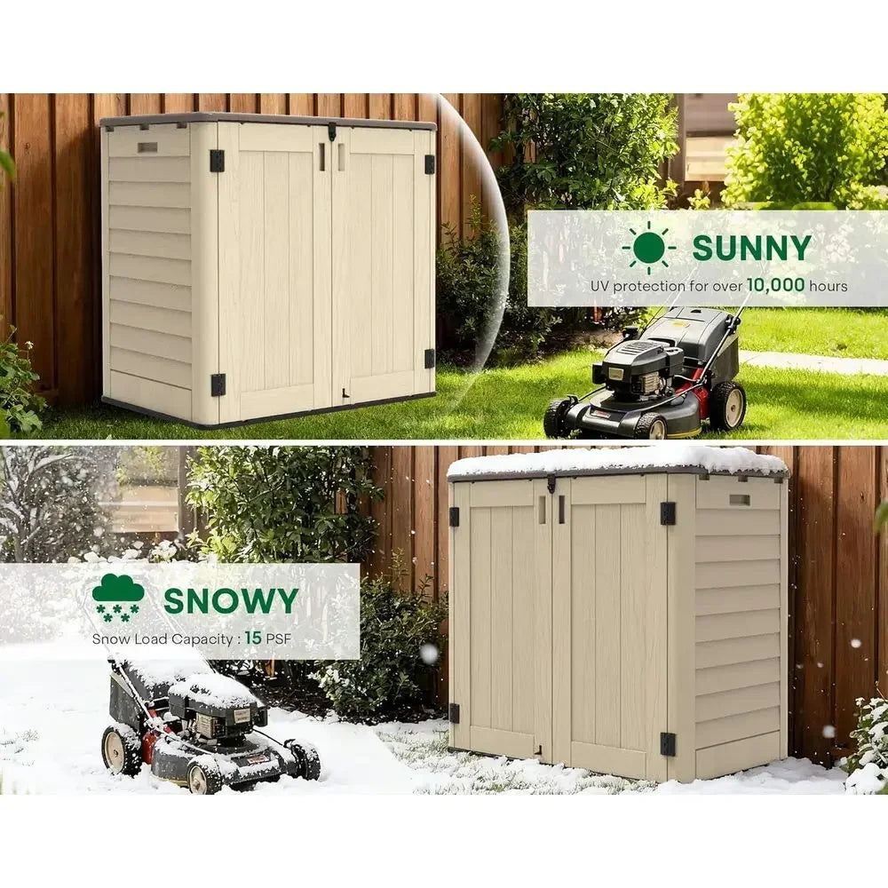 Weather-Resistant Outdoor Storage Shed For Lawn Mowers And Tools