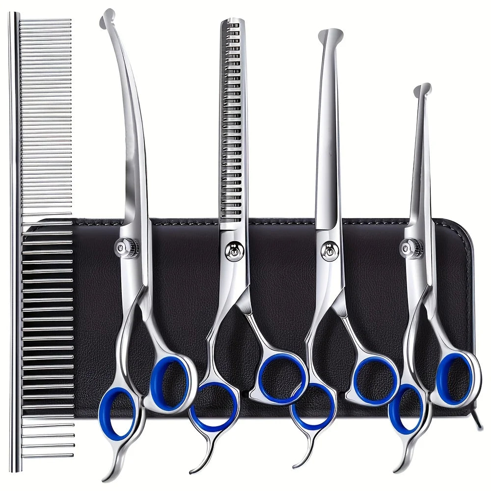 Stainless Steel Dog Grooming Scissors Set With Titanium Coated Tips