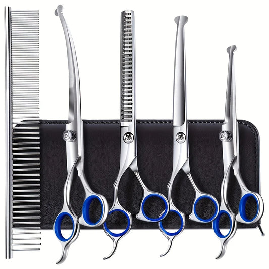 Stainless Steel Dog Grooming Scissors Set With Titanium Coated Tips