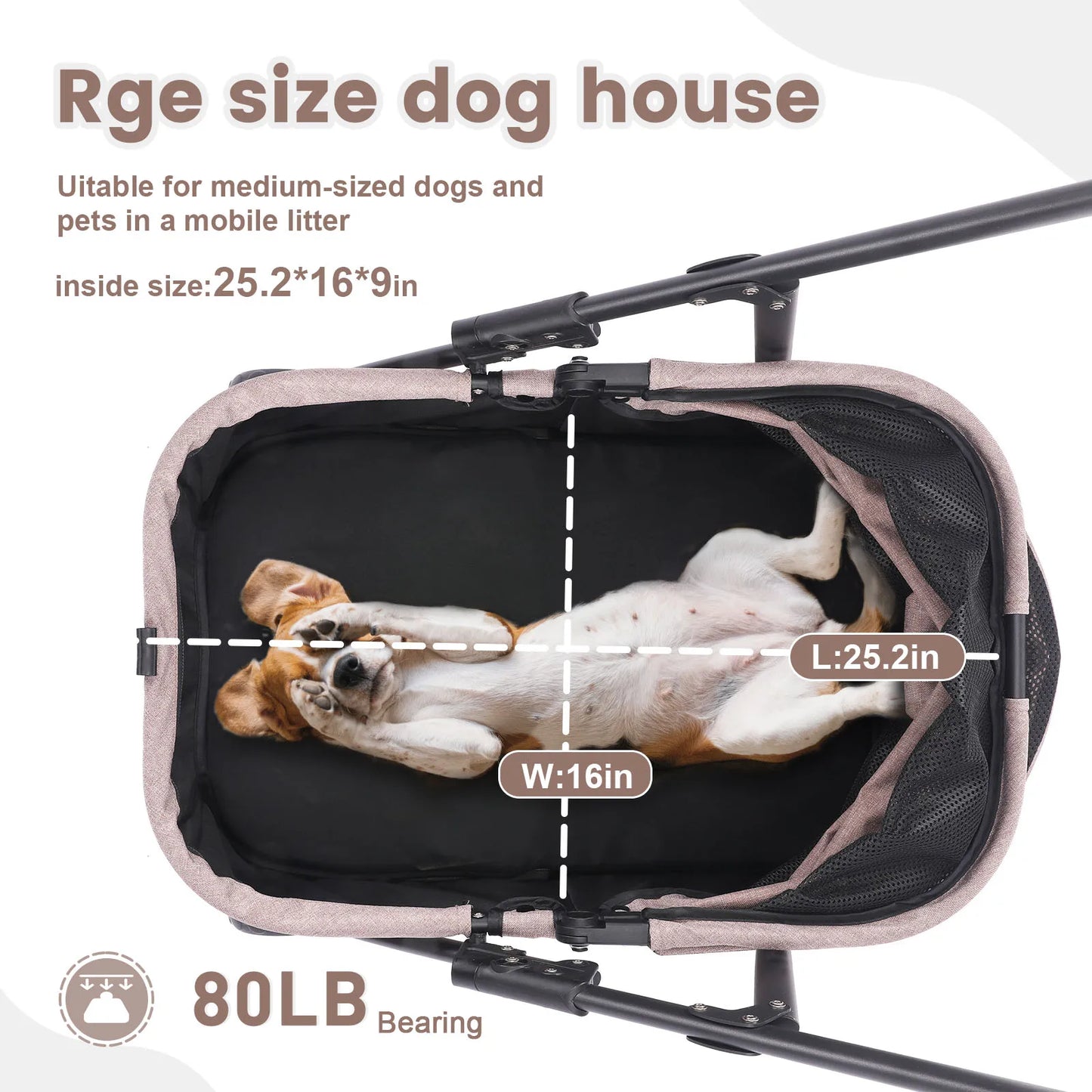 Foldable Dog Stroller Four Wheel Pet Pushchair Travel Carriage
