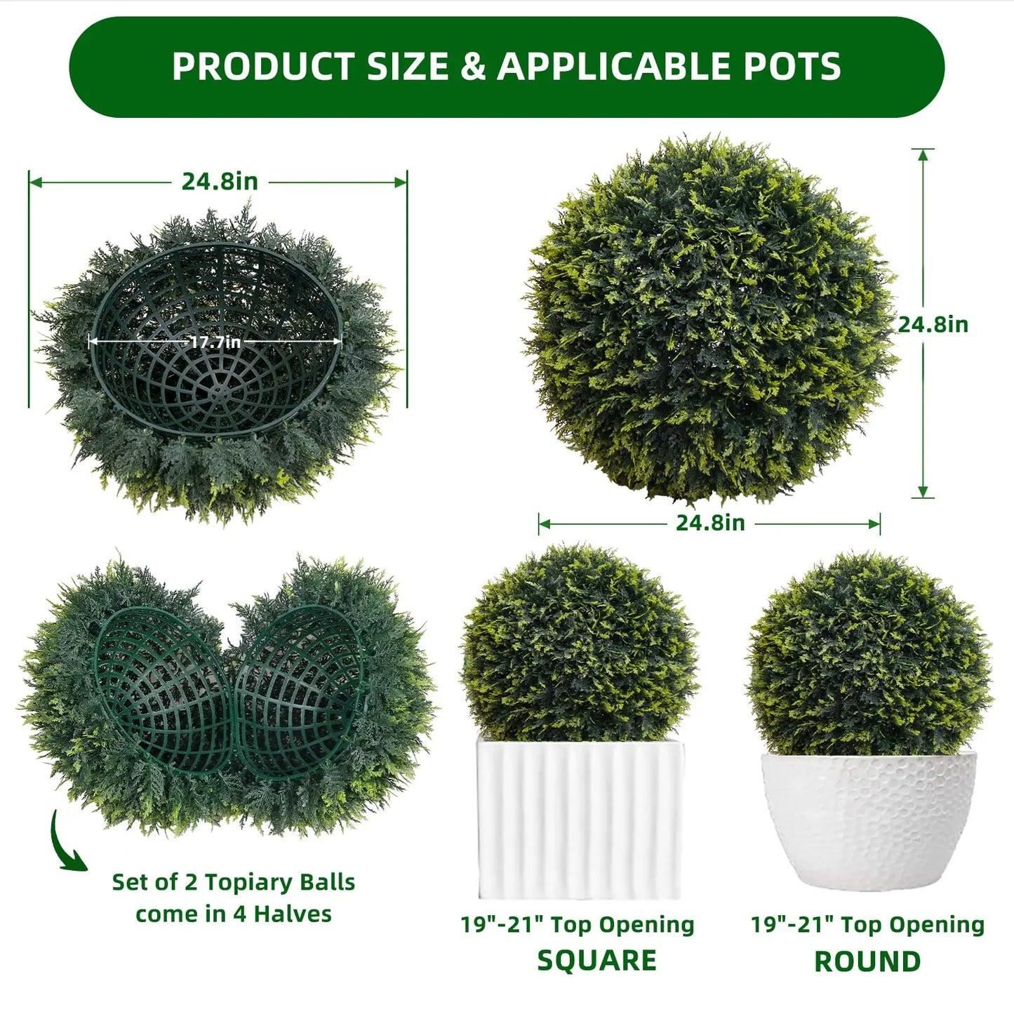 Studyset Outdoor Topiary Balls Set of Two Artificial Cedar Decor