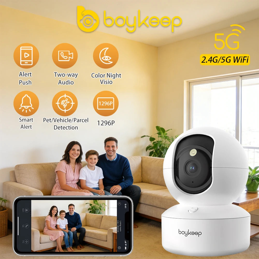 BoyKeep 2K Smart WiFi Indoor Security Camera with PTZ