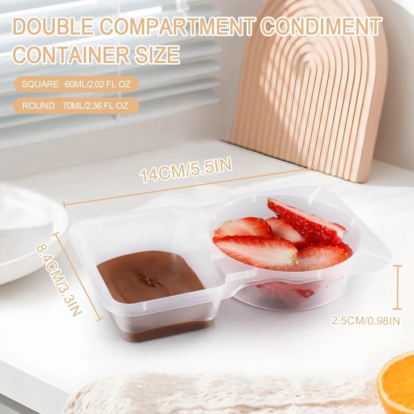 Reusable Snack Containers With Lids, Double Compartment, BPA Free