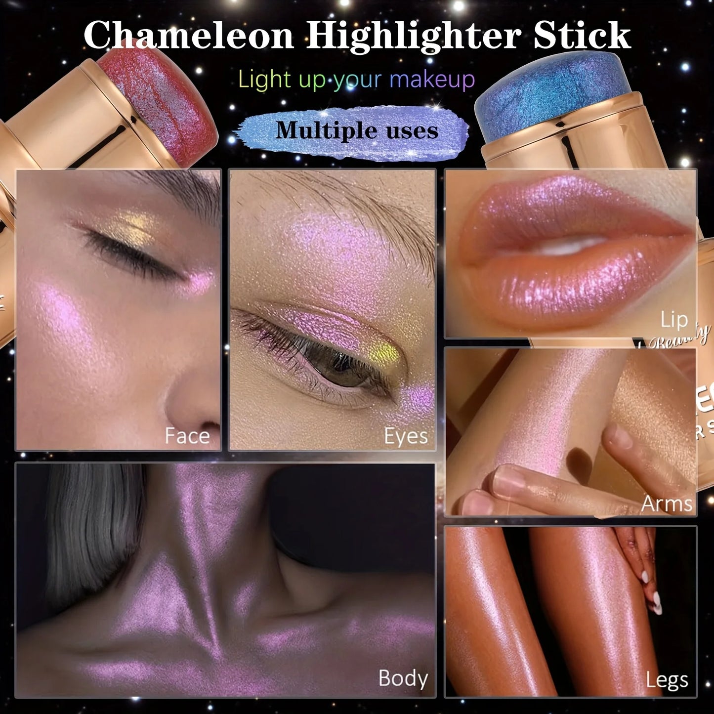 BEYONDBEAUTY Chameleon Holographic Glitter Highlighter Stick