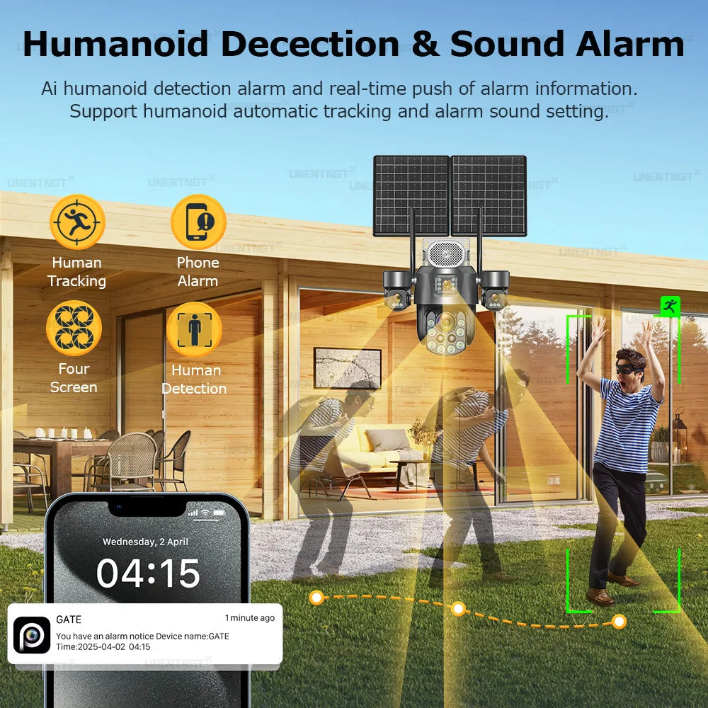UNENTNGT Solar Camera 20MP 4G Outdoor Surveillance with Auto Tracking