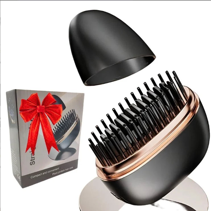 Mini Rechargeable Hair Straightener Brush: 3-Speed Temp Control, Anti-Scald Shell, Lightweight & Portable for Travel