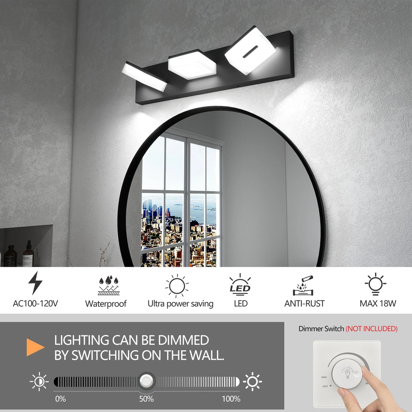 Modern LED Bathroom Vanity Light Wall Fixture for Mirror Cool White