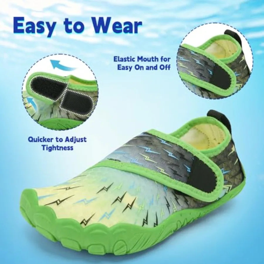 Water Shoes Boys Girls - Wide Toe Box Quick Dry Barefoot Shoes Breathable Non Slip Aqua Athletic Sneakers for Swim Beach Pool K