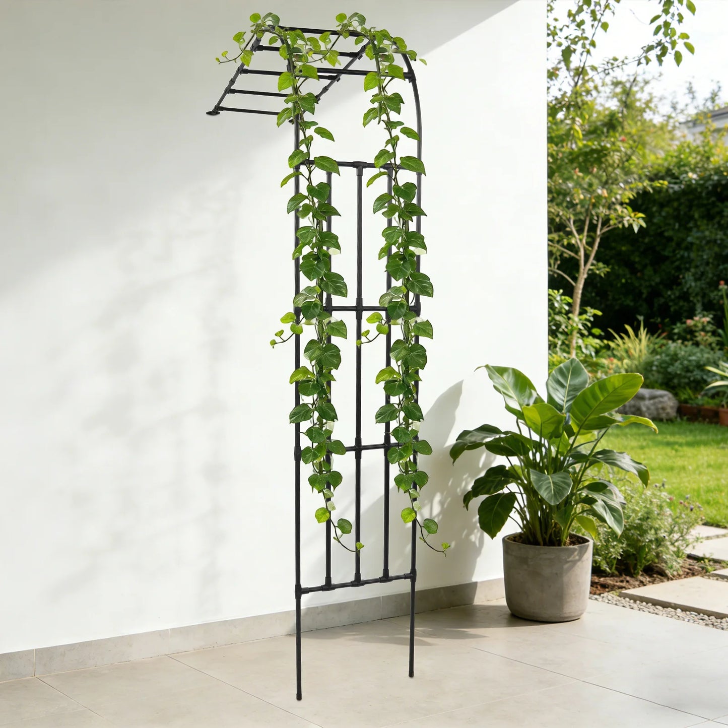 Half Side Garden Arch Trellis Steel Free Standing Plant Support