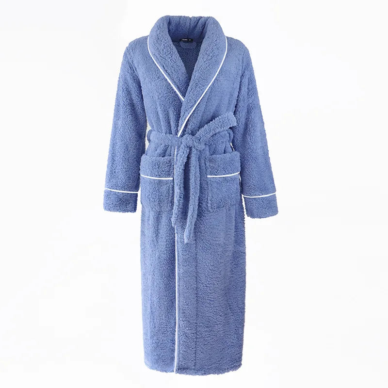 Gypsophila Winter Warm Long Flannel Bathrobe for Adults Unisex